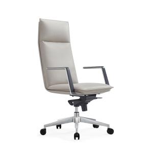 China High Back Genuine Leather Executive Chair 5 Position Sychron Mechanism factory