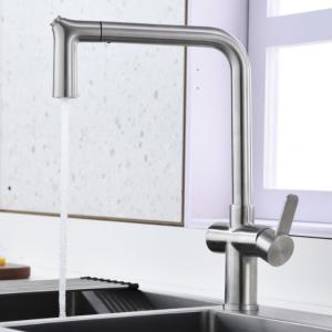 China PEX Pull Down Hose Kitchen Bar Faucets 360 Degree Swiveling Deck Mount Sink Faucet factory