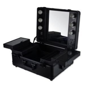 China OEM Supported Black Makeup Vanity Case With Mirror And Light Casual Style factory
