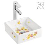 Square Porcelain Sink Small Decal Bathroom Wash White Hand Basin