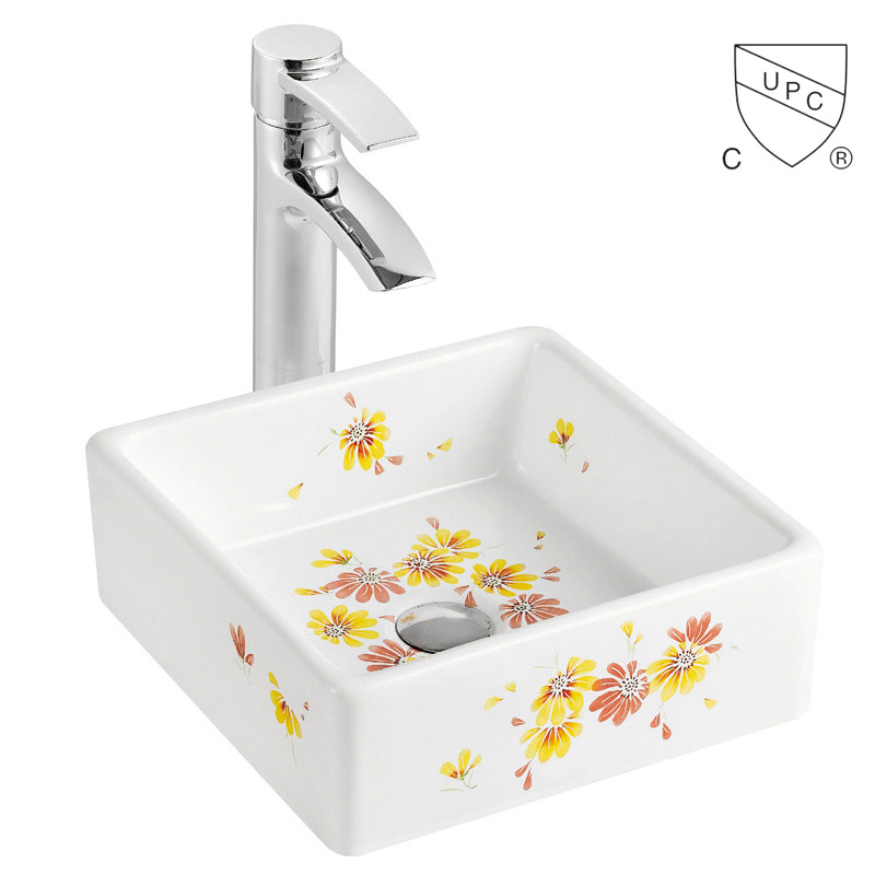 Square Porcelain Sink Small Decal Bathroom Wash White Hand Basin