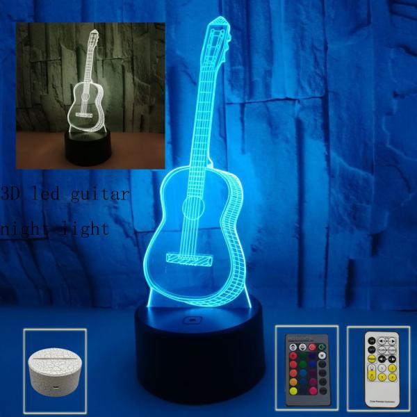 3D led guitar night light seven-color touch visual light creative gift
