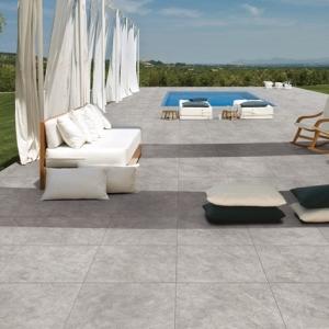 China Non-Slip Light Grey Porcelain Tiles 200mm x 200mm Homogeneous Outdoor Floor Tiles factory