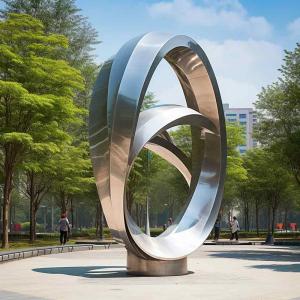 China Modern Outdoor Mirrored Abstract Stainless Steel Bud Sculpture factory