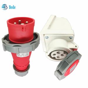 China 4 Pins IP67 Industrial Electric Socket With 16A / 380~415V Wall Mounting Type factory
