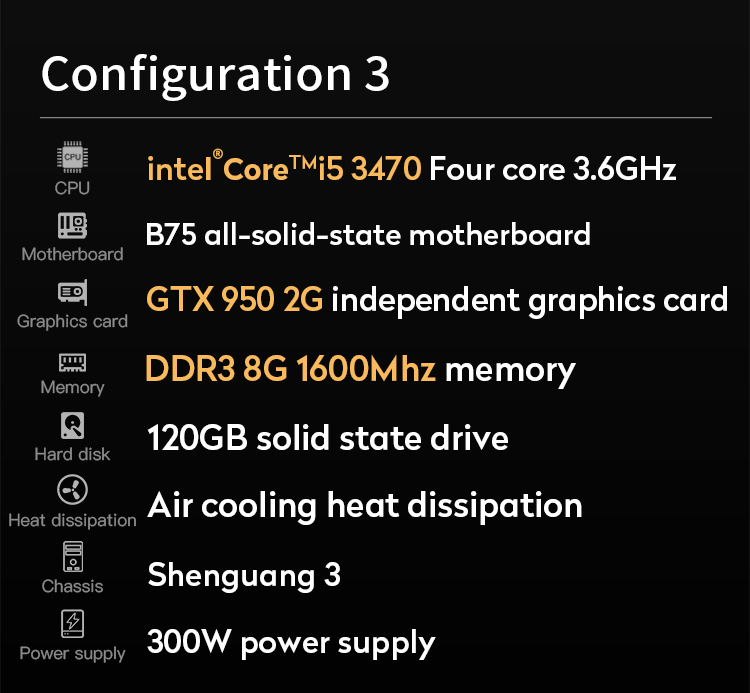 B75 Motherboard Gaming Desktop Computers Core I5 2400 3470 CPU 250W Power Supply