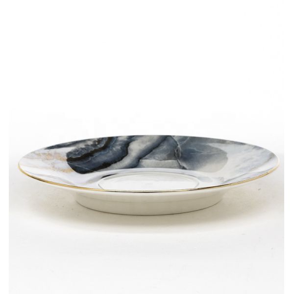 Marble design high-end cup and saucer gift set porcelain coffee tea cups and saucers