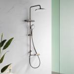 Modern Round Thermostatic Shower Wall Mount Shower Head Grey Color