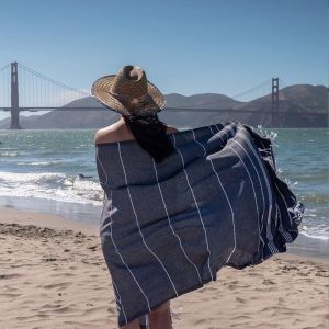 Custom 100 % Cotton Beach Towel With Tassels Soft Touch Antibacterial Washable