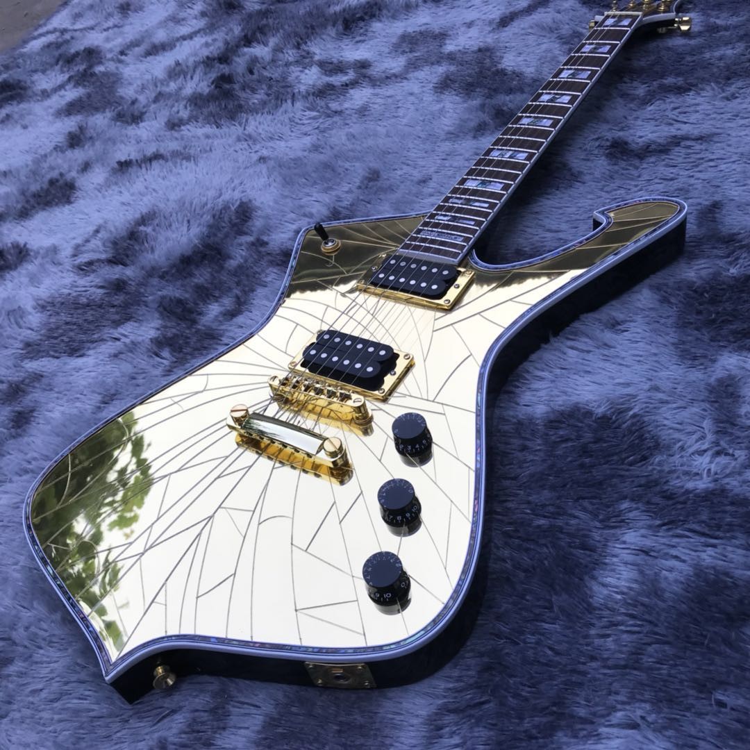 Custom New 6 Strings Advanced Electric Guitar Special-Shaped Guitar Mirror Crack Guitar Silver Hardware Customizable