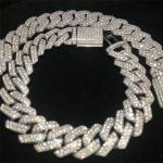 Custom S925 Silver Moissanite Cuban Link Chain Miami Bracelet Iced Out Jewelry
