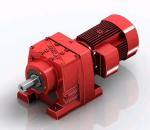 Bevel Helical Geared Motor Speed Reductor With Shaft Red Power Transmission
