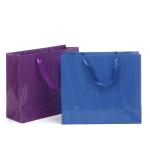 Art paper material glossy laminated striped paper bag mini bags with ribbon rope