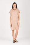 Summer women's fashion oversized cotton shirt dress in beige