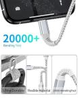 USB A To Lightning Braided Data Transfer Cable 2FT For Car Fast Charging