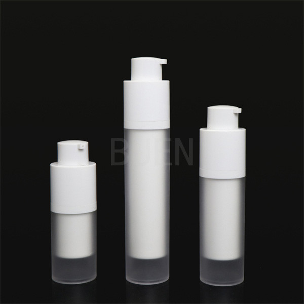 China Rotary Matte White Plastic Airless Pump Cosmetic Packaging Electric Painting factory