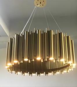 China Copper Body Material Pendant Chandelier Lights Dramatic Pipe Design factory