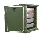 Four Wheeled Insulated Delivery Container With External Size Of 63.5*46*64cm