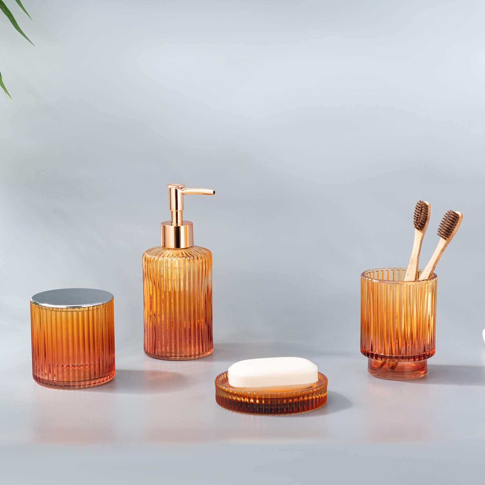 Colorful Shells Style Glass Soap Foam Dispenser Toothbrush Holder Bathroom Accessories Set
