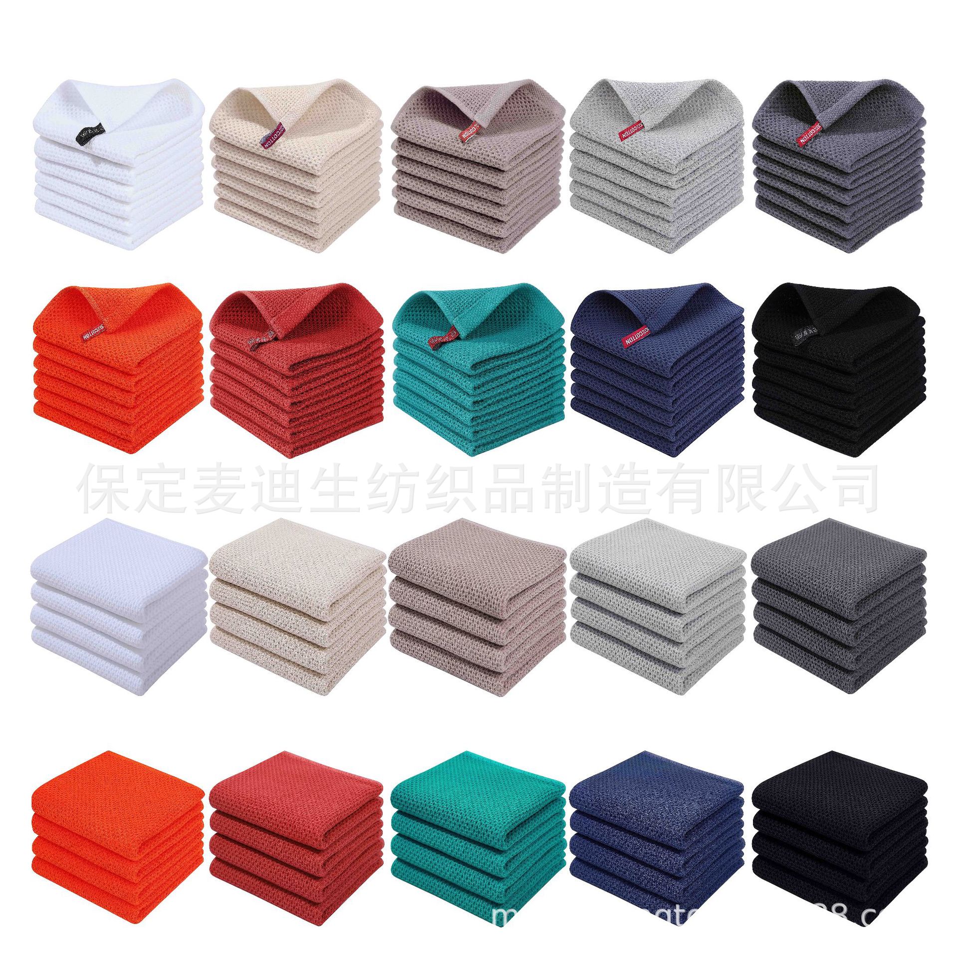 Home OEM Acceptable Easy-to-Clean Kitchen Towel Set with Hook and Waffle Square Design