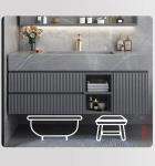 Double Bathroom Vanity Sink Cabinet Solid Wood Furniture Modern Style