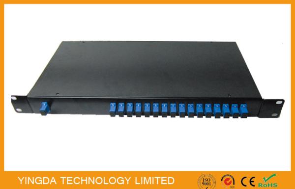 Epon PLC Fiber Optic power splitter 1x16 1260-1650nm In 19" Rack Mount 2mm Sm