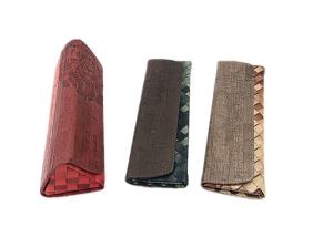China Leather Collapsible Soft Eyewear Case With Embossed Flower Process factory