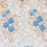 High End Embroidered Sequin Lace Fabric Nigeria Multicolor Water Soluble