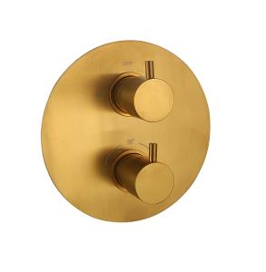China Brushed Gold Color Brass Bathroom Mixer Tap OEM Round Concealed In Wall factory