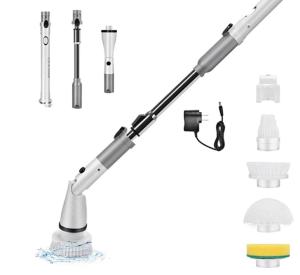 China Cordless Electric Spin Scrubber For Cleaning Adjustable Extension Handle factory