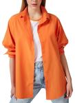 Custom Women′s Long-Sleeved Shirt Solid Color Button up Shirt Loose Casual