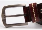 Custom Logo Dark Brown Leather Mens Casual Belts For Jeans Colorful Stitching