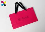 Pink Color Printed Paper Bags Black Ribbon Handle Earth - Friendly Embossing