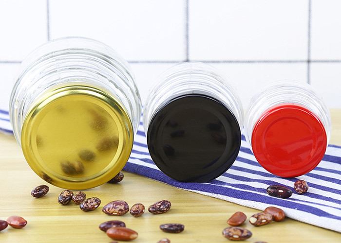 Transparent Glass Honey Jars With Aluminum Lid Round Shape YF201901030