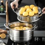 Custom Kitchen Cookware 3 layer Food Steamer Cooker Steamer Pot 304 Stainless