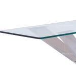 Qiancheng Glass Transparent Console Table Mirrored Chrome Stainless Steel Sofa