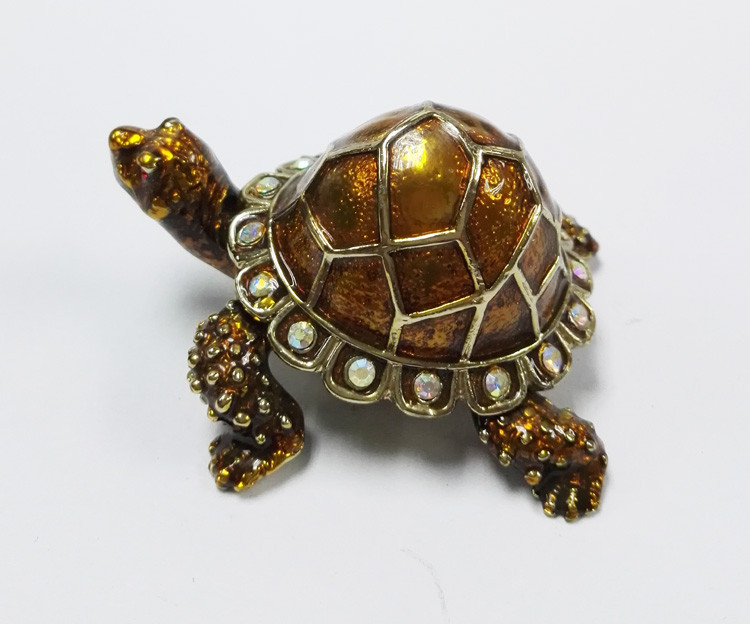 Turtle animal wholesale baby turtle trinket boxes Turtle Enameled Trinket Boxes Box