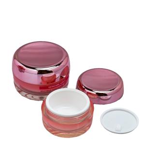 China Empty Container Electroplated Pink Gradient Glass Cream Jar Wholesale Factory Direct Sale Cosmetics Package factory