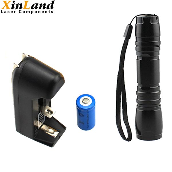 Waterproof Focused Green Laser Flashlight Portable Battery Powered