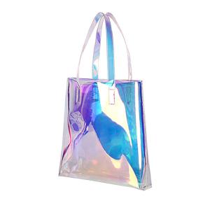 China Shiny Holographic PVC bulk cosmetic bags Handbag factory