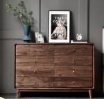 Natural Walnut Solid Wood Entryway Cabinet Wax Polish Minimalist Style