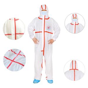 China Non Woven Protective Sms Hazmat Suit Lightweight Insulated Taped Disposable Overalls For Asbestos Removal factory