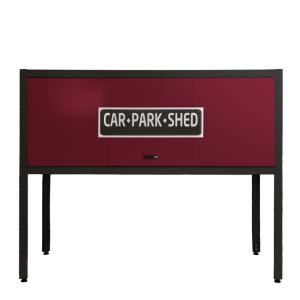 China Steel Garage Storage Cabinet Over Car Bonnet Car Parking Storage Locker 2300mm Width Brownish Red Door factory