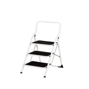 China 150kg Foldable Carbon Steel Hand Truck Ladder White 3 Step Metal Handrail factory