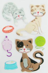 China Blue Lovely Puffy Cat Stickers , Kawaii Animal Stickers For Desk / Wall Decor factory