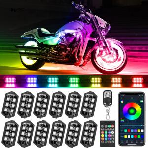 China 12 Pcs Motorcycle LED Light Kit APP/RF Control Waterproof 16 Million Color Brake Light factory