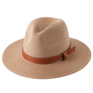 China Women's Straw Hat Foldable Panama Sunshade Hat Beach Hat factory