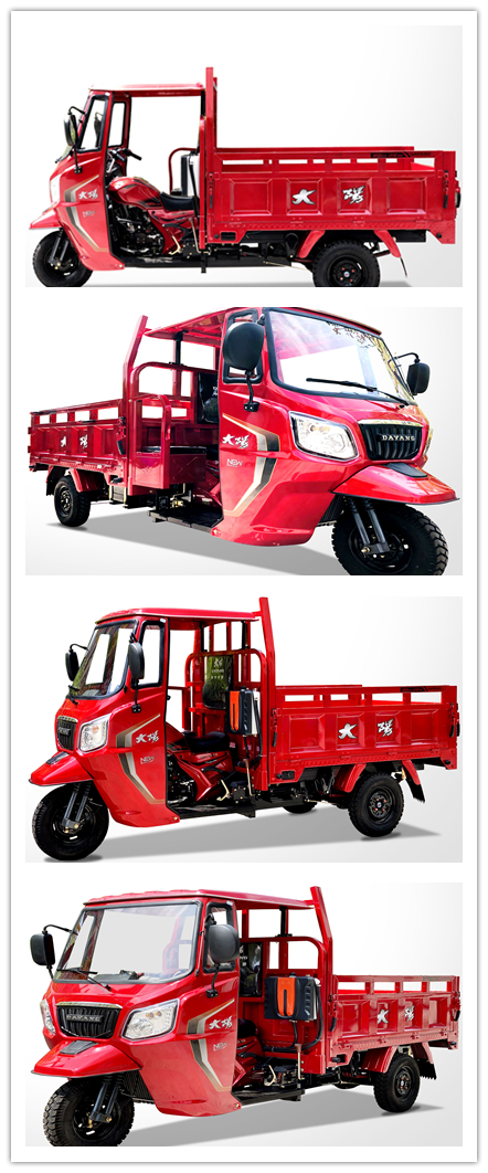 250cc Semi Cabin Cargo Tricycles Motorcycle for Adult 3 Wheel Drum Cargo Transportation