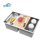 30x19x10 SUS304 Stainless Steel Kitchen Sink Topmount Kitchen Sink Double Bowl