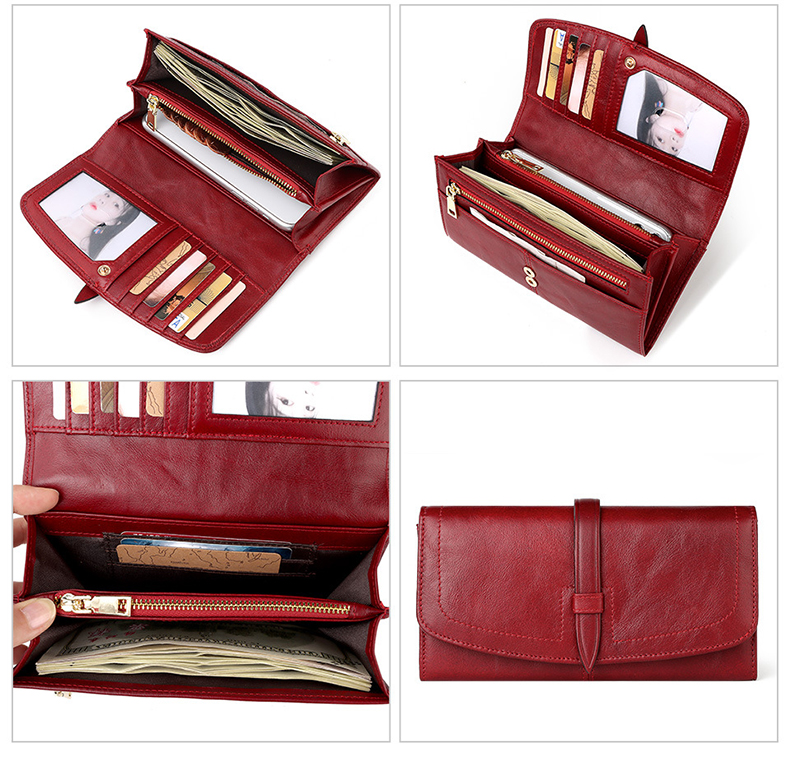 Leather Wallet Long Ladies Clutch Bag Purse for Fashionable Women Low MOQ
